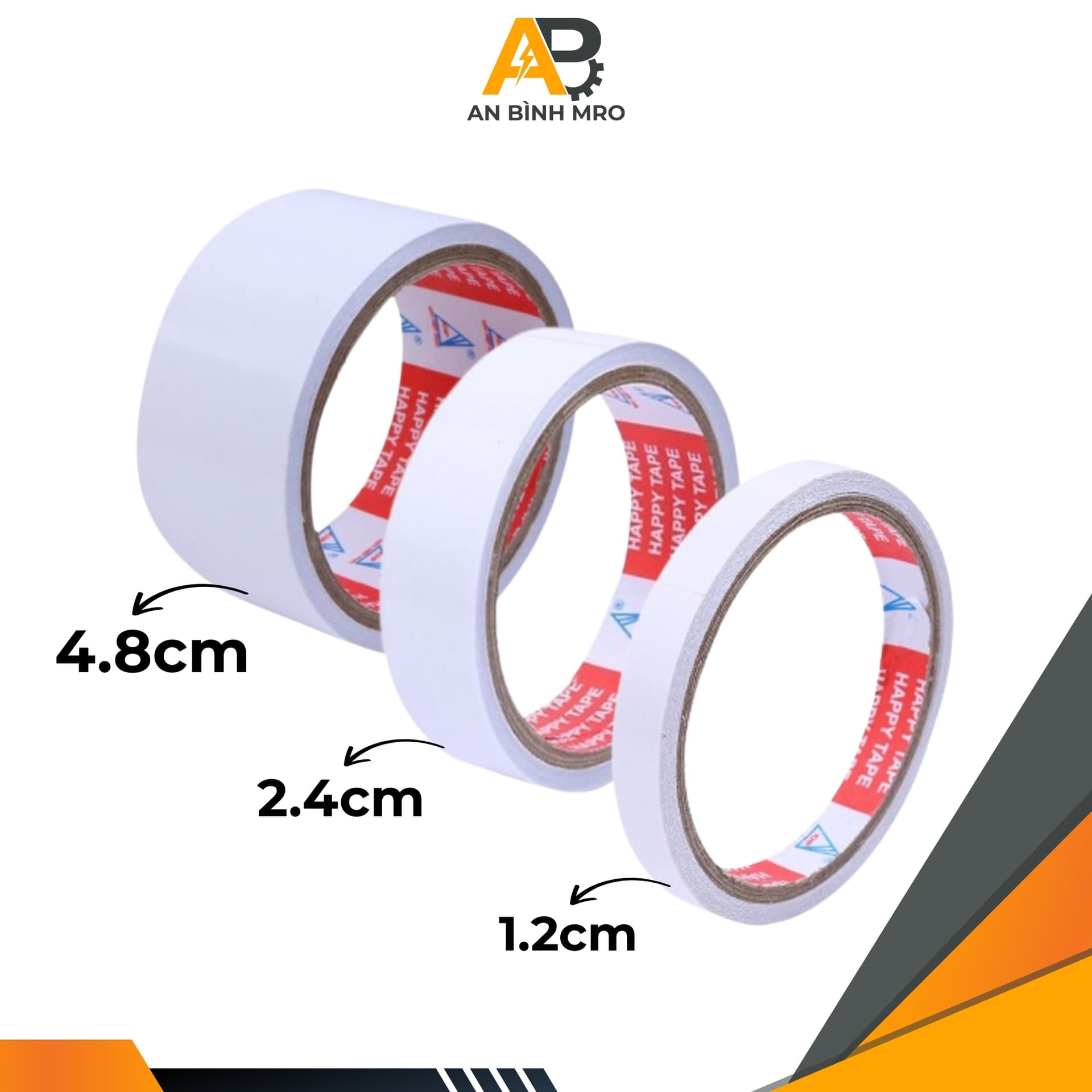 Băng keo 2 mặt 1.2cm, 2.4cm, 4.8cm
